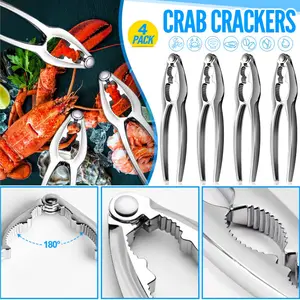 4 pcs Stainless Steel Seafood Tools Crab Leg Cracker Tools Shellfish Crab Claw Cracker Seafood Lobster Crackers and Tools