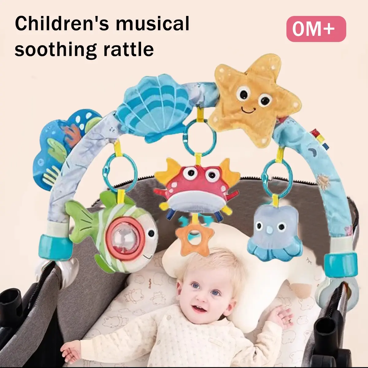 Baby Multifunctional Sensory Abs Stroller, Baby Bed Hanging Toy Set, Arch Toy, Crab Car Seat Toy, Bouncer Toy, Compatible with Strollers and Car Seats, Cute Toys suitable for newborn infants aged 0 - 3 years old Gifts