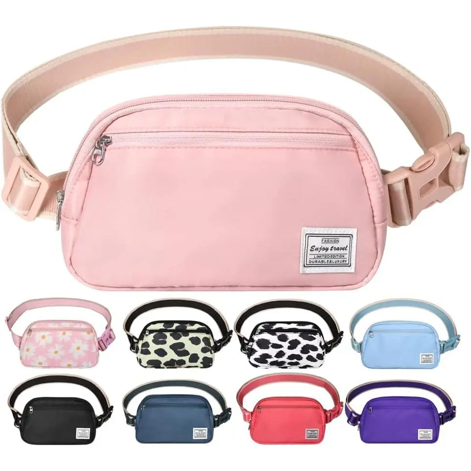 Small Crossbody Bags for Women Trendy, Lightweight Fanny Pack for Women & Men, Mini Belt Bag,  Bag with Adjustable Strap for Running Workout Traveling, Rose