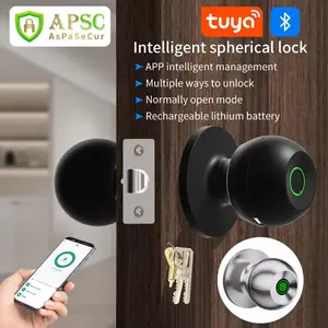 Smart Door Lock, 1 Count APP Control Smart Door Lock with Fingerprint & Key & Password, Electronic Identification Lock for Home, Office, Hotel, Apartment, Doorknob