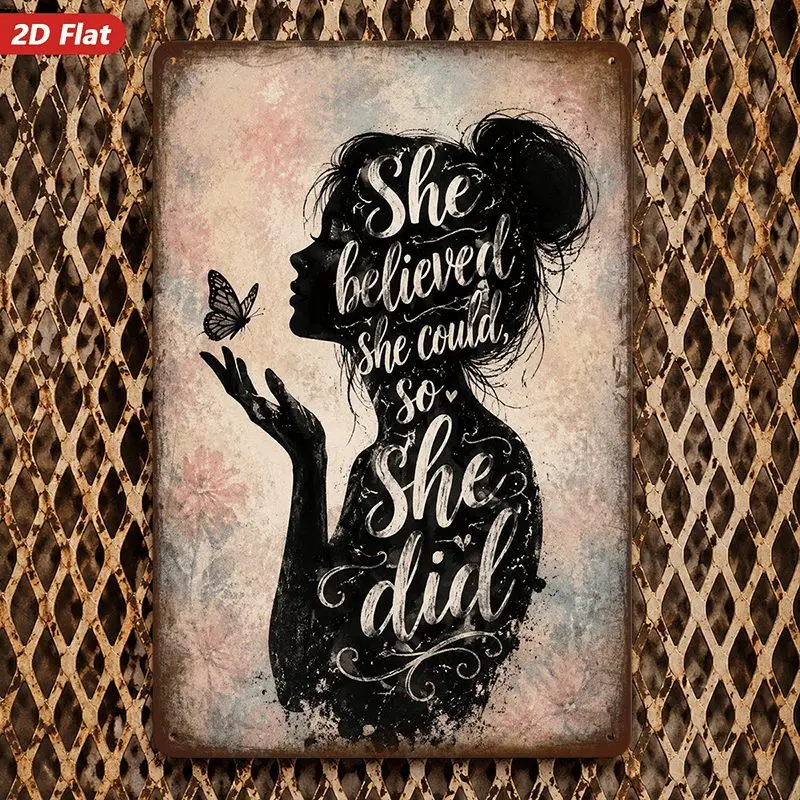 2D Flat, 1pc 2D Flat Wall Decor, Inspirational Quote Wall Art, Silhouette Design, Feminine Style, Home Decoration, Suitable for Living Room and Bedroom, Safe Rounded Corners, Easy to Hang, 2D Flat