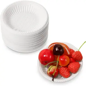 50 Pack Small Paper Plates 4 Inch Dessert Paper Plates Heavy Duty White Disposable Uncoated Round Cake Appetizer Dinner Tableware for Easter Wedding Graduation Birthday Party Supplies