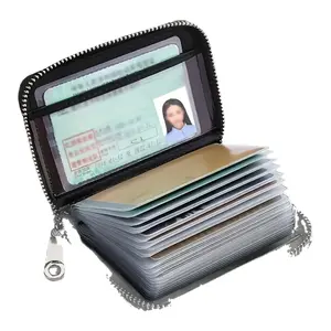 20 Card Slots+2 ID Slots, Ultra-Thin RFID Shielded Artificial Leather Wallet - High Capacity, Zipper Closure, Stylish Design, Perfect Gift for Holidays And Daily Use, Card Storage Box |     Minimalist Wallet |     Durable PU Material