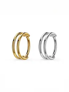 Double-ring nose ring, Titanium nose hoop, fashionable and versatile, suitable for everyday wear, Titanium Piercing Jewelry