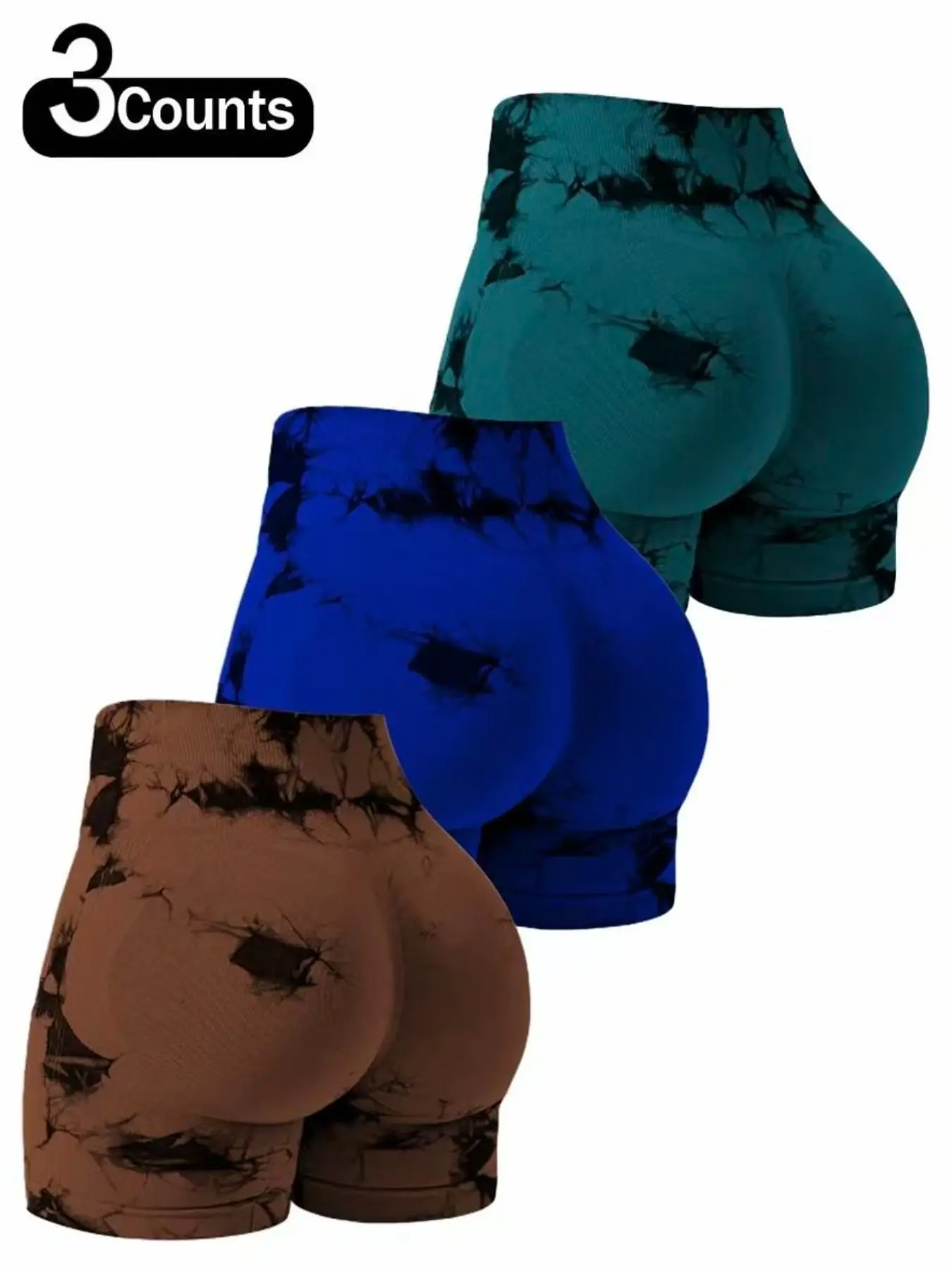 Women's High-Waist Sporty Tie-Dye Shorts, Quick Dry Nylon Spandex, Slim-Fit Compression Wear, Ideal for Gym & Outdoor Activities Women's High-Waist Sporty Tie-Dye Shorts, Quick Dry Nylon Spandex, Slim-Fit Compression Wear, Ideal for Gym & Outdoor Activities