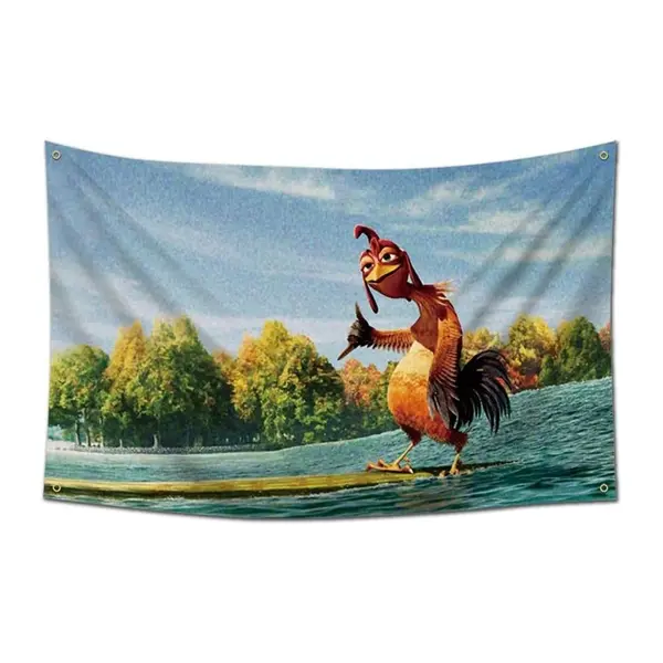 3x5 Ft Smooth Synthetic Chicken Joe Surfing Movie Meme Wall Tapestry - Funny Home Decor Hanging Flag, Fall Living Room Decor for College Dorm Bedroom Accent