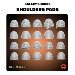 M2-4 Sharks Shoulder Pads | Galaxy Marines Bits (20) - Battle Brothers- Tortugabay - 3d Printed Mini Marines