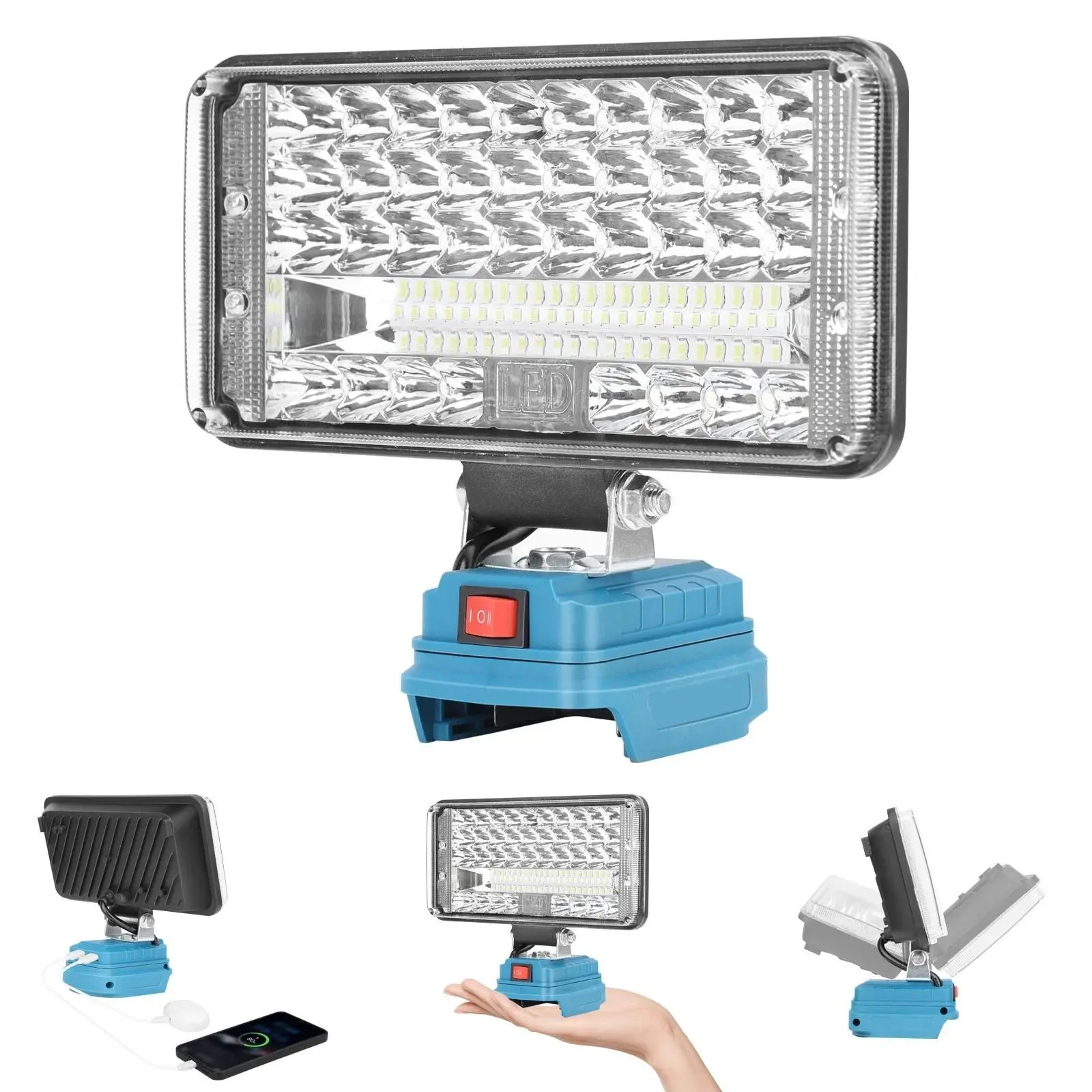 Ultra Bright Garage Work Light – 90W LED for Makita 18V Battery with Dual USB Charging