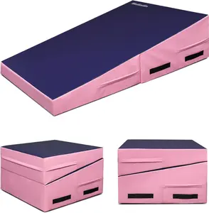 Matladin Incline Gymnastics Mat, 48"x24"x14" Tumbling Mats, Folding Gymnastics Cheese Wedge Mat, Gym Fitness Tumbling Skill Shape Mat for Kids Girls Home Training Exercise