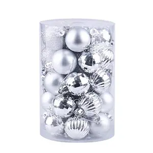34 Pieces Shatterproof Christmas Ornaments Set, 1.57 Inch Plastic Ball Decor in 6 Colors (Gold/Red/Silver/Blue/Bronze/Black) for Xmas Tree Holiday Wedding Party Indoor Outdoor Decoration