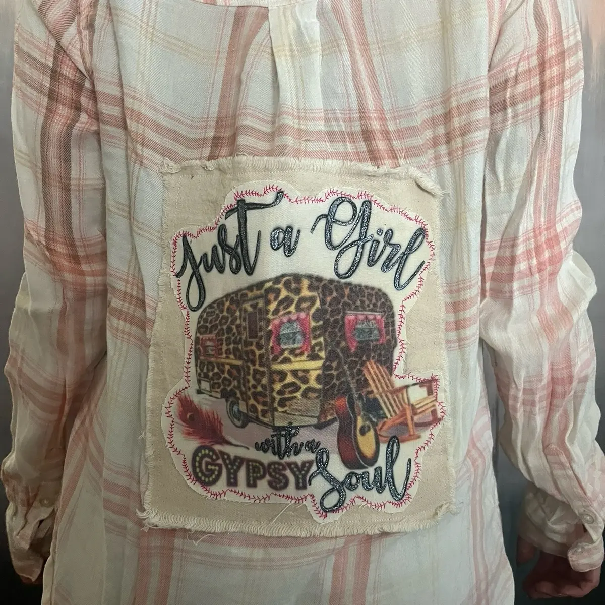 Repurposed women’s bleached flannel shirt