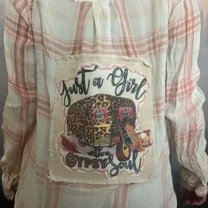 Repurposed women’s bleached flannel shirt