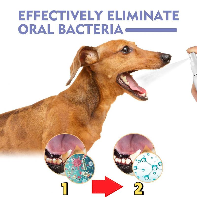 Upgraded PET Dog Dental Care Spray, Vet-Recommended Breath Freshener & Teeth Cleaning Spray, Eliminate Bad Breath, Relieve Gum Redness & Infections, Reduce Plaque & Tartar, No Brushing 50ML