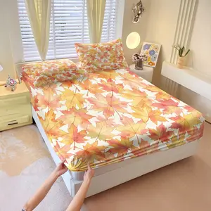 3Pcs Ivy Tropical Plant Print Fitted Sheet Set, Multiple Styles, Soft Breathable Skin-Friendly Bedding for Bedroom, Suitable for All People, Ideal Gift Choice (No Filler, No Pillow Insert)