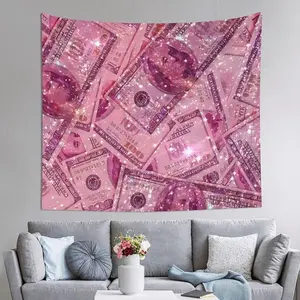 Pink Money Tapestry For Teen Girl Bedroom Aesthetic 2000s Vintage Room Decor 60"x50"