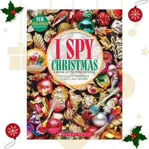 I Spy Christmas: A Book of Picture Riddles - Jean Marzollo Hardcover Book with Snowmen, Mittens, Elves, Puzzles, Christmas Trees, Workshops for Festive Fun