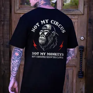 NOT MY CIRCUS NOT MY MONKEYS Black Print T-Shirt