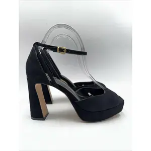 Vince Camuto Brenla Ankle Strap Platform Black Suede Leather Sandal Size 8 M - Like New