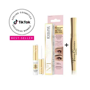 Eveline Cosmetics Lash & Brow Growth Bundle – Volume Celebrity Mascara + Multi-Peptide Serum