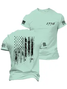 Summer Men's Comfortable Clothing, Flag Pattern Print, Trendy Style for Hot Weather, Perfect for Outdoor Casual Activities