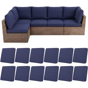 HEBE Stretch Cushion Covers Set 12pcs,Waterproof Couch Covers,Washable Reusable Seat Cushion Slipcovers for Furniture Protector,Chair Cushion Cover