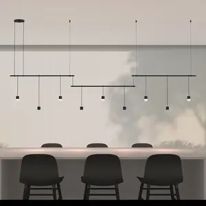 Suspenders 36" 3-Bar Offset Linear Pendant Light with Etched Glass Drum Diffusers