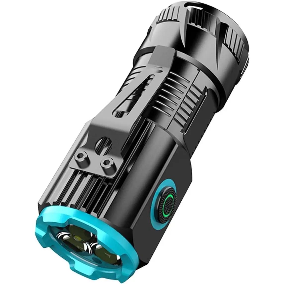 1PC 1000 Lumens Solar-Rechargeable Multi-Function LED Flashlight - 1200mAh Battery, Multi-Mode Emergency Strobe Light, Emergency Power Supply, Fast-Charging USB Cable, Splash-Proof ABS, USB Port, Mini Compact, Outdoor Ready for Home, Hiking, Camping Use