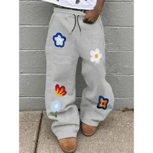 Cute Floral Pattern Casual Pants, Comfortable Skin-Friendly Fabric, Soft and Free, Fitted Style, Fall & Winter Wear, Boho Casual Trousers