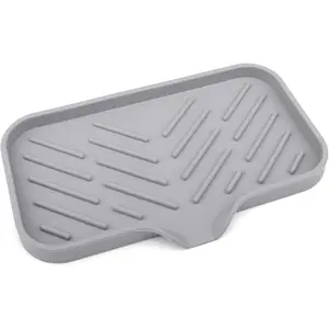 Anwenk Silicone Kitchen Sink Tray Soap Tray Soap Dish Holder Sponge Holder with Built-In Drain Lip, Countertop Sink Kitchen Organizer Tray for Dish Soap/Sponge/Brush,Large Size Anwenk