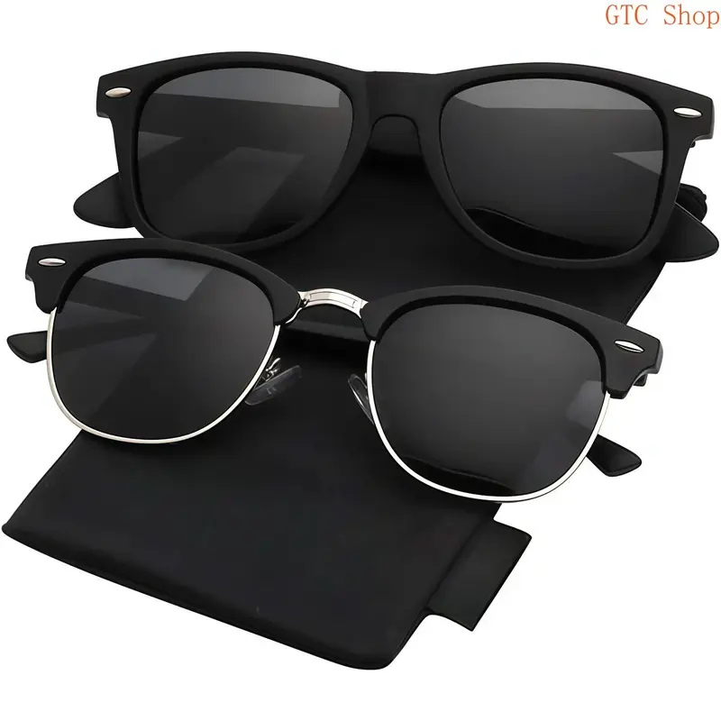 Unisex Half-Rim Polarised Lens Sunglasses - Plastic Frame, Polycarbonate Lenses, UV Protection, Lightweight, Modern Design, Enhance Visibility, Driving Shades, Fashion Eyewear for Outdoor Activities, Sunglasses for Women
