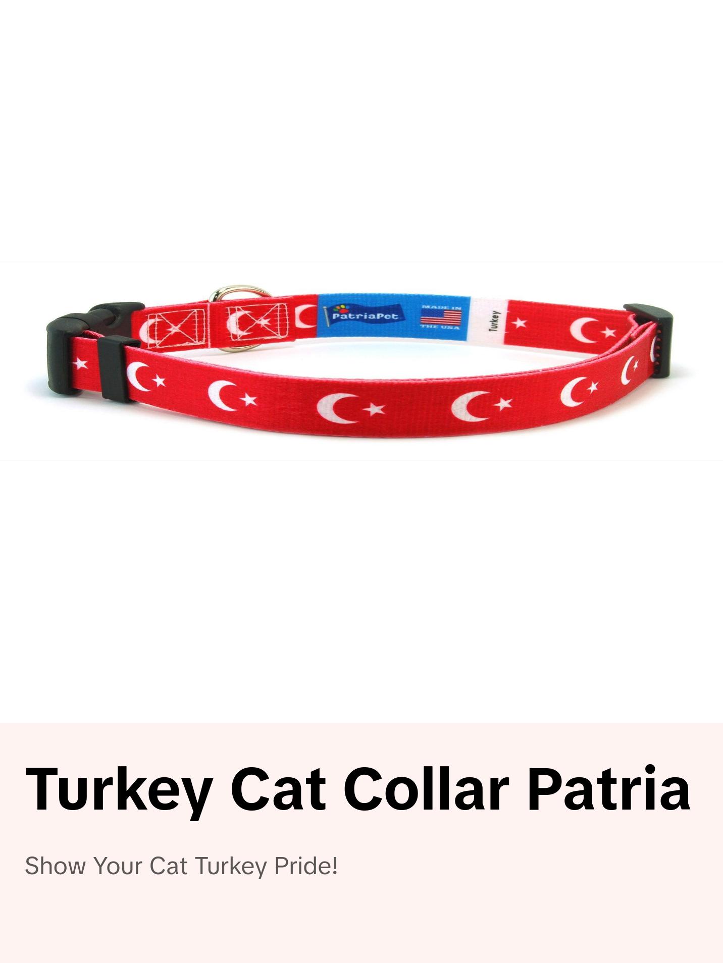 Cat Collar with Turkey Flag | Great For National Holidays, Festivals, Parades, Sporting Events, Pride Events