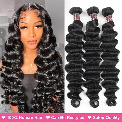 Loose deep Wave Bundles Virgin Human Hair Weave Bundles Natural Color Remy Hair Weave Extensions tiktokshopstockup