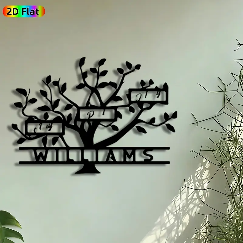 1pc Family Tree with Initials Metal Wall Art, Williams Family Tree Statue Mural, Intricate Craftsmanship, Perfect for Family Day, Housewarming Decor, Perfect for Living Room Bedroom Entryway Decor, Ideal Gift for Family-Oriented Homeowners.