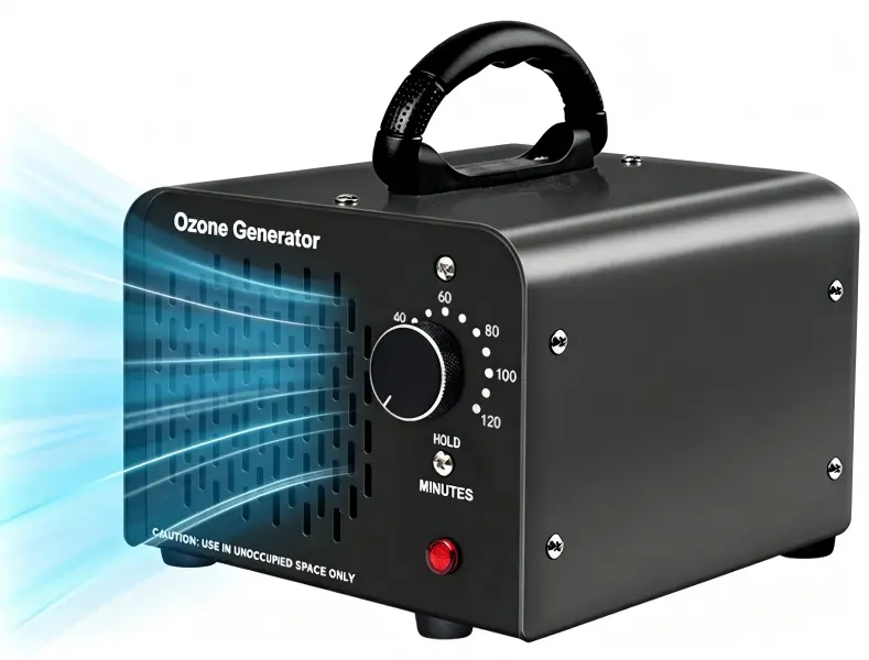 High Capacity Ozone Generator, Mechanical Hardware Odor Remover, O3 Air Purifier for Home Car Pet Room, Up to 2000 Sq Ft Coverage, Black