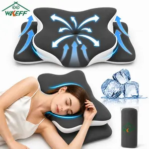 WKEFF Butterfly-Shaped Memory Foam Cervical Neck Pillow, Ergonomic Support Pillow with Machine-Washable Pillowcase for Supine, Side Sleeping Bedding