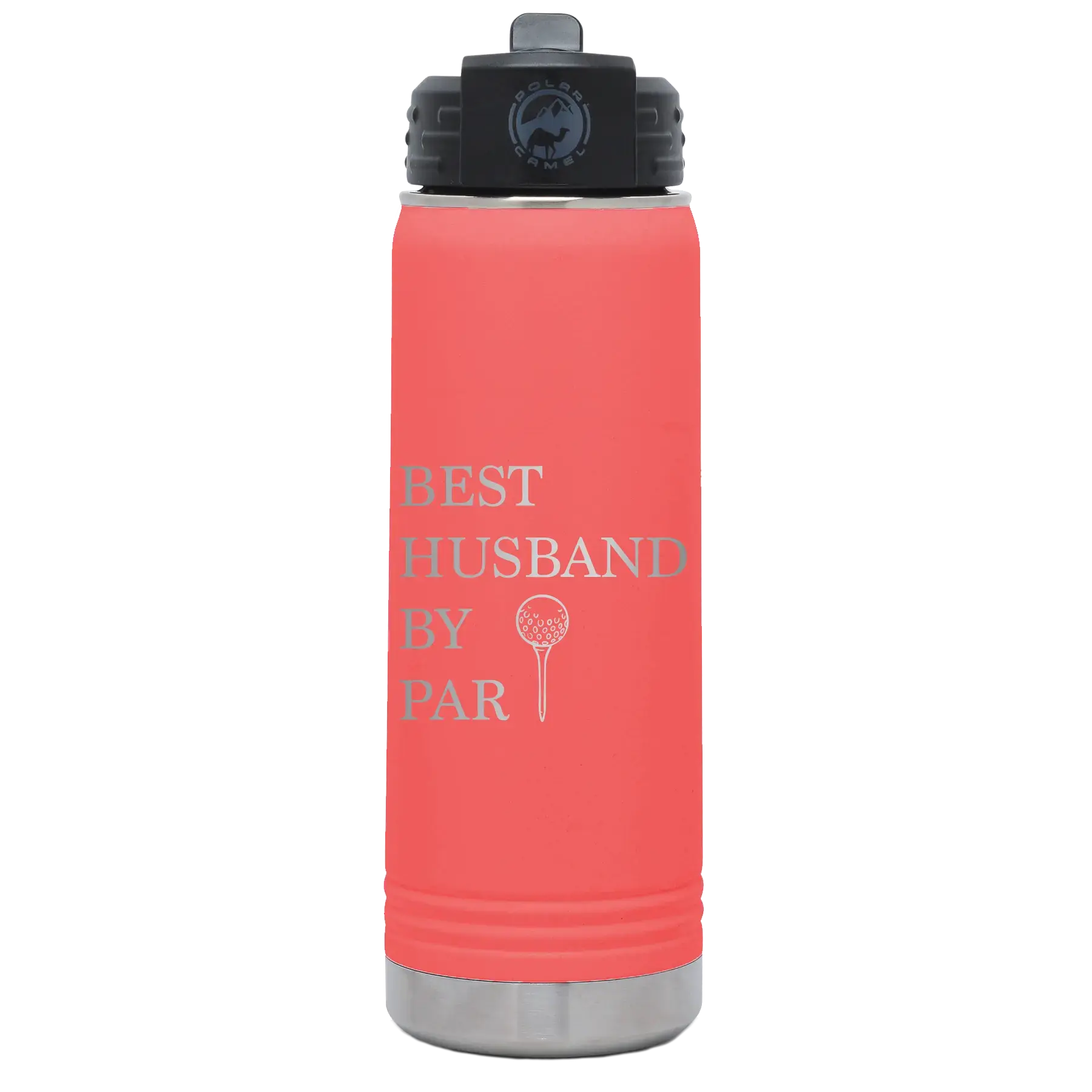 Personalized Best Husband by Par 20 oz Water Bottle - Coral