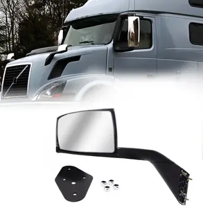 TORQUE Chrome Hood Mirror Replacement for 2004-2017 Volvo VNL Semi Trucks with Mounting Plate Driver Left Side LHD (TR009-L)