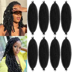 Springy Afro Twist Hair 24 Inch Cuban Twist Hair 8 Packs Black Marley Twist Braiding Hair Black Spring Twist Hair Wrapping Hair for Soft Locs Cuban Twist Crochet Hair for Black Women (24in 8P 1B)…