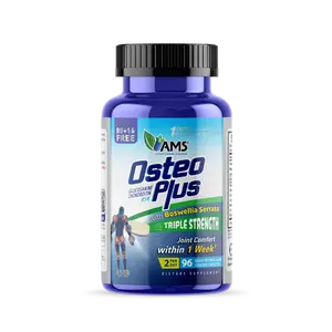 AMS Osteo Plus Triple Strength 96 Caplets Advanced Joint Support Natural Dietary Supplement for Men Women Healthcare Edible Reduces Pain Swelling Tenderness Improves Mobility