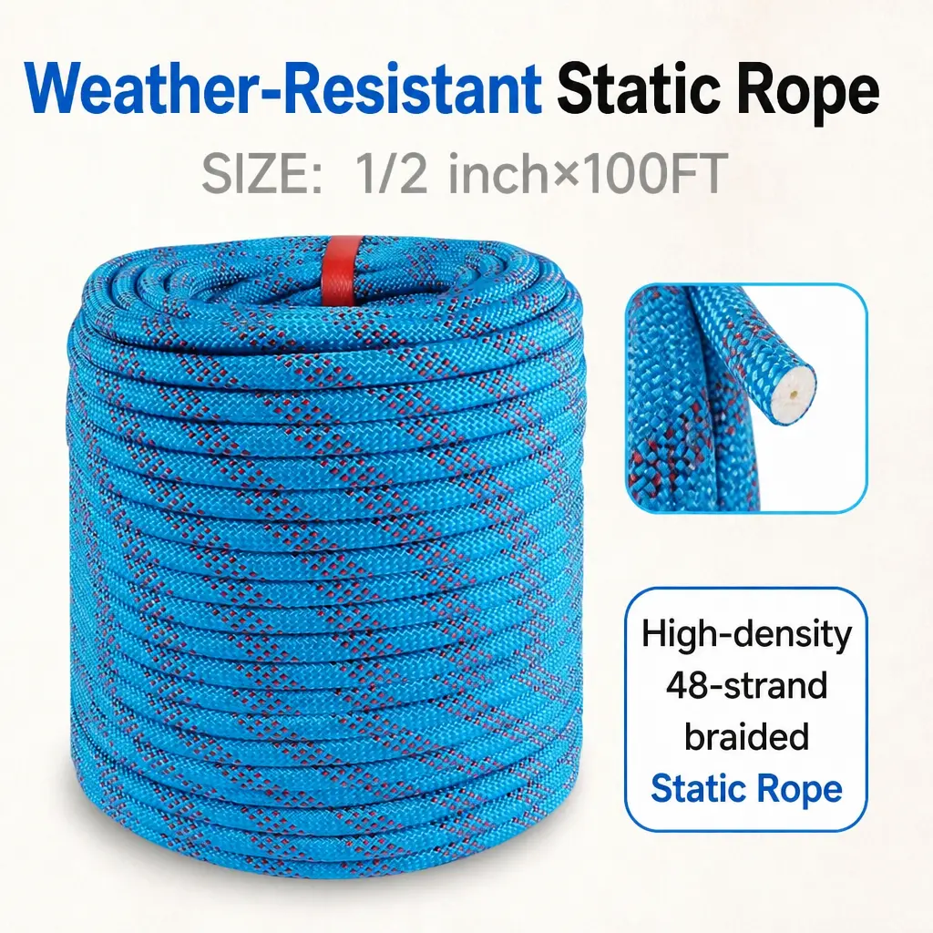 1/2in x 100ft Flexible Braided High Tenacity Polyester Rope, Arborist Rigging Rope with 3520lbs Breaking Strength for Climbing, Camping (Blue), Flexible Braided Ropes, High Tenacity Ropes Cord