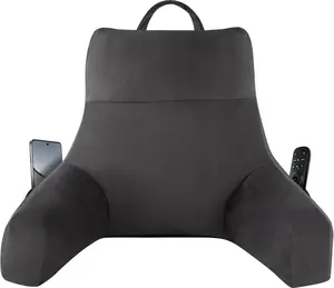 Shredded Foam Reading Pillow Chair with Back Support and Armrests, Plush Lounge Cushion for Bed Couch Floor Gaming and Relaxation