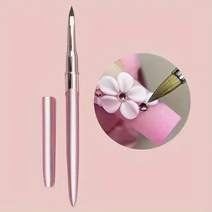1pc Nail Line Drawing Brush, Floral Design Sculpting Brush for Nail Art, Metal Handle Detailing Tool for Nail Enthusiasts, Professional Nail Painting Brush