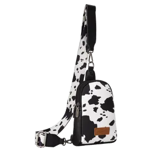 Wrangler Ladies Cow Print Crossbody Black Sling Chest Bag WG133-210BK