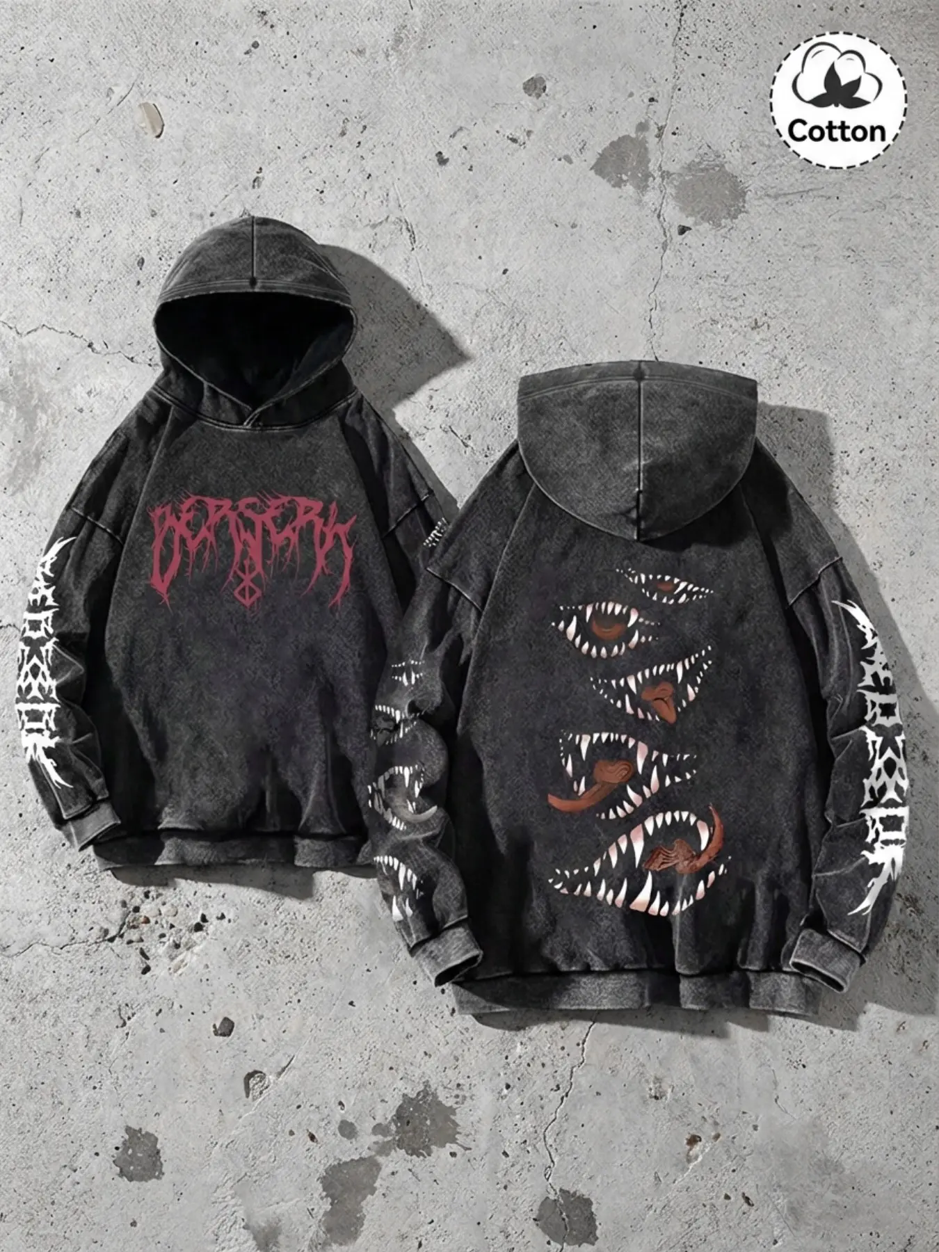 Men's Retro Vintage Classic Cotton Graphic Fitted Hoodie, Long Sleeve, Metal Elements, Fall Winter Streetwear, Casual Men's Clothing, 2026 Fashion, Sweatshirts, Menswear