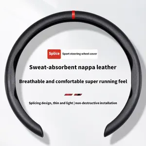 YunChoice All Season Universal Ultra Thin Nappa Leather Steering Wheel Cover Anti-Slip Sweat Absorbent Breathable Skin-Friendly Car Steering Wheel Protector High-End Wear Resistant Auto Interior Supplies Universal for Car SUV Business Car