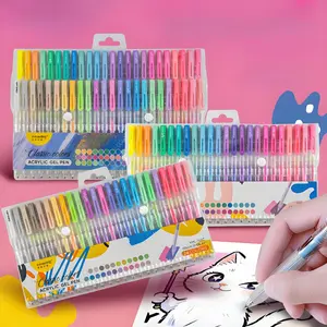 48 Dopamine coloured gel pens, large capacity, quick drying, bleed proof, stackable colours, coloured markers, DIY painting, art colouring, marking, distinguishing, learning segmentation, vibrant gel pens