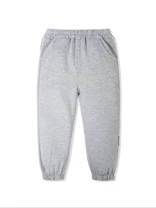 Toddler Boy's Letter Patched Pocket Elastic Waist Sweatpants, Casual Comfy Jogger Pants for Daily Wear, Kids Bottoms for All Seasons