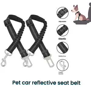 2 Pcs Dog Car Seatbelt Seat Belt Leash Travel Accessories Bungee Shock Pet Cat Adjustable Lead Clip Safety Seats Belts