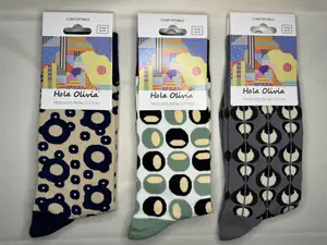 Hola Olivia Cotton Socks 6 Pairs Art Collection Comfortable Made from Cotton Assorted Colors