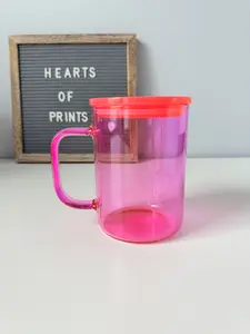 17oz Glass Mug with Acrylic Lid and plastic Straw